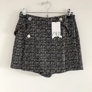 NWT Zara Tweed Printed Skort Small Stretch Academia Collegiate